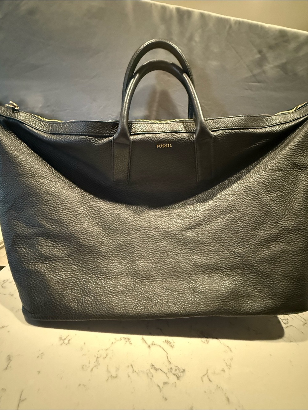 Fossil Men's Black Pebbled Leather Duffel